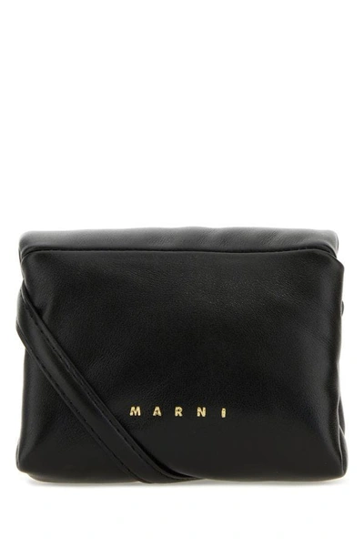 Marni Woman Black Leather Mini Prisma Clutch In Black
