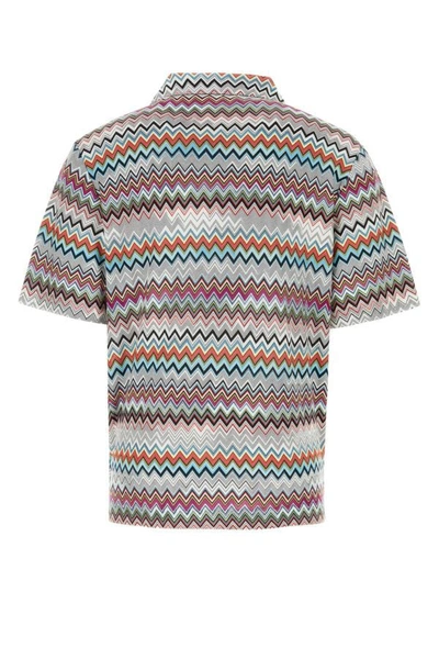 Shop Missoni Man Embroidered Cotton Shirt In Multicolor