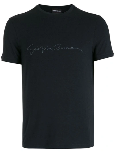 Shop Giorgio Armani T-shirt Logo Clothing In Blue