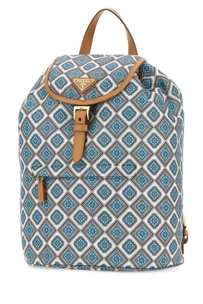 Shop Prada Woman Printed Re-nylon Backpack In Multicolor