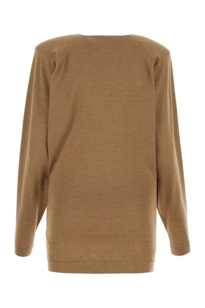 Shop Attico The  Woman Camel Wool Bequiri Sweater In Brown