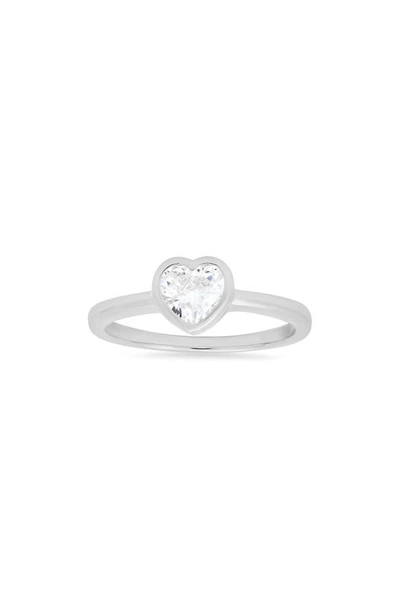 Shop Queen Jewels Bezel Set Heart Ring In Silver
