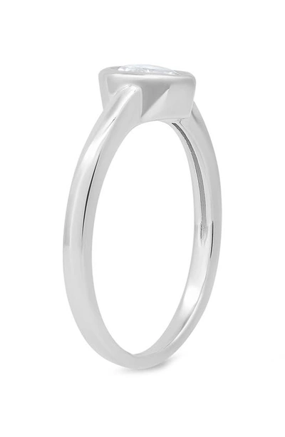 Shop Queen Jewels Bezel Set Heart Ring In Silver