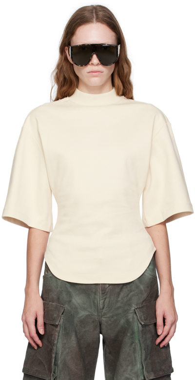 Shop Attico Off-white Cutout T-shirt In 507 Ivory