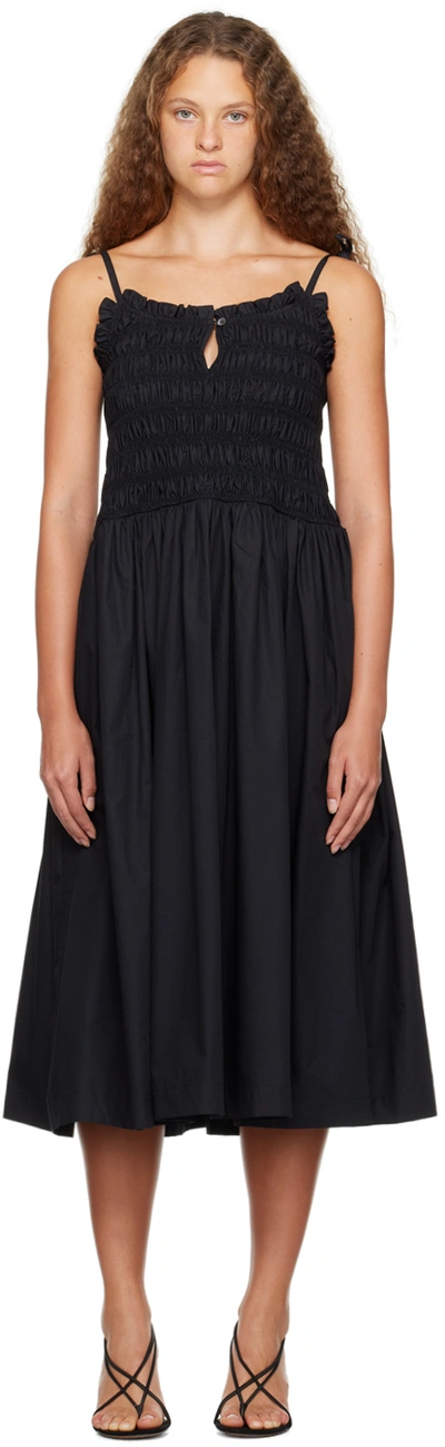 Shop Sandy Liang Black Kanteen Midi Dress In 001 Black
