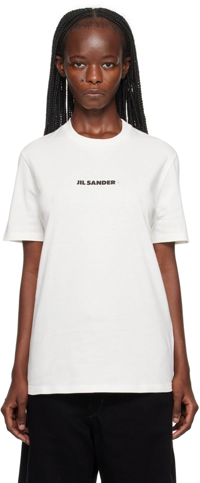 Shop Jil Sander White Printed T-shirt In 102 Porcelain