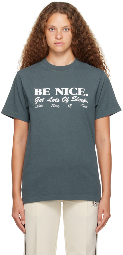 Shop Sporty And Rich Ssense Exclusive Gray 'be Nice' T-shirt In Volcano