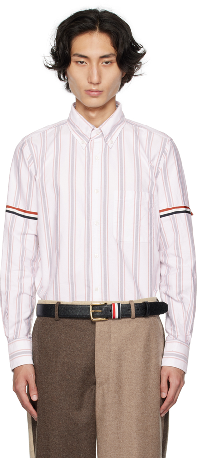 Shop Thom Browne White Armband Shirt In 960 Rwbwht