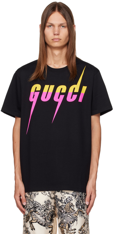 Shop Gucci Black Blade Print T-shirt In 1152 Black/mc