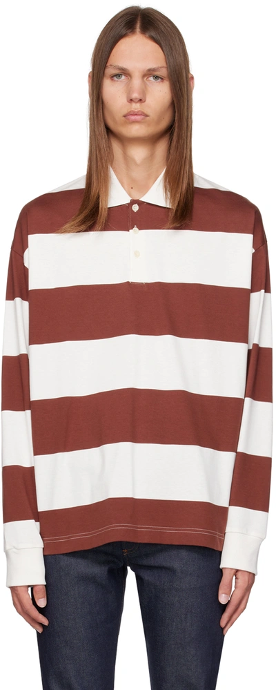 Shop Apc Brown & White Riley Polo In Eah Whisky