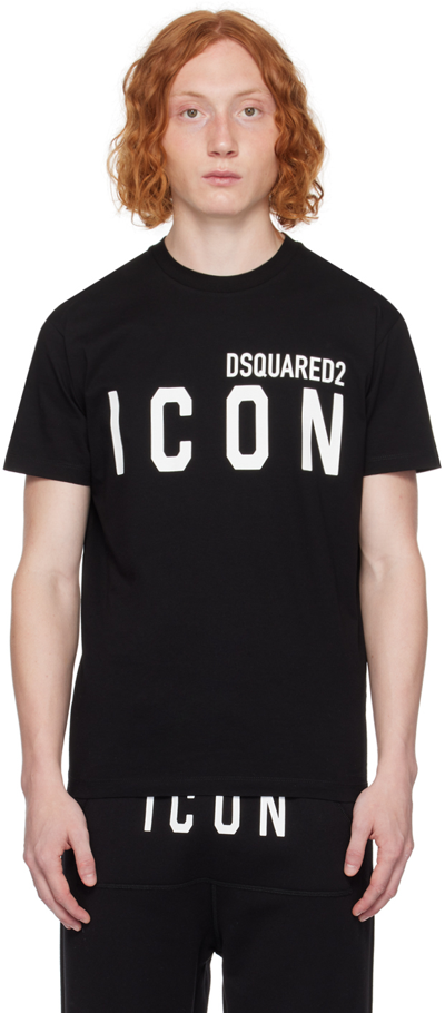 Shop Dsquared2 Black 'be Icon' T-shirt In 980 Black-white