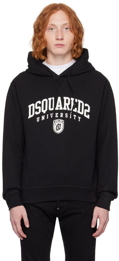 Shop Dsquared2 Black 'university' Hoodie In 900 Black