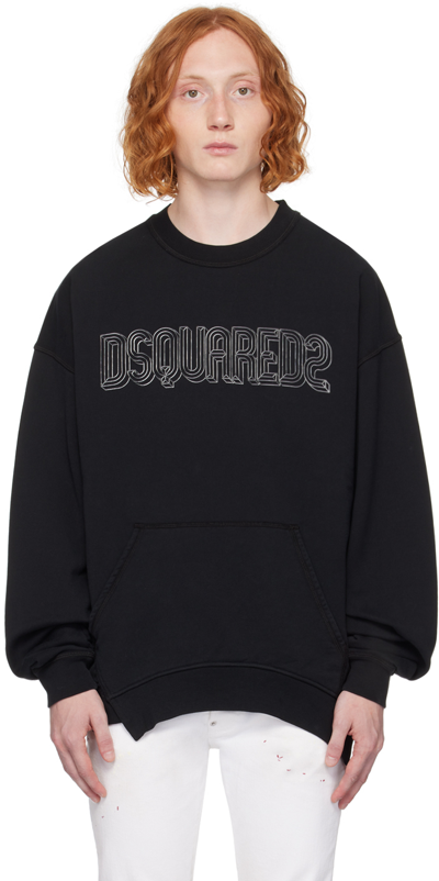 Shop Dsquared2 Black Bonded Sweatshirt In 900 Black
