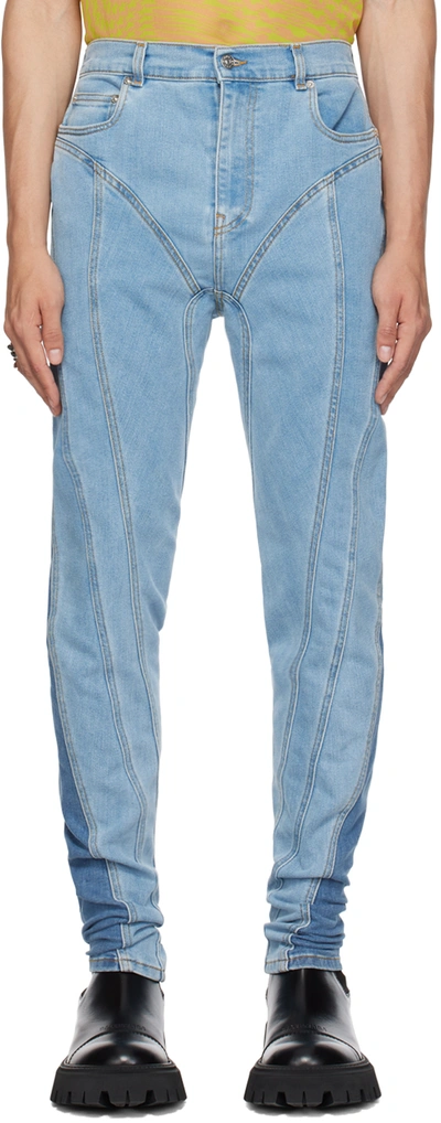 Shop Mugler Blue Spiral Jeans In Light Blue / Light B