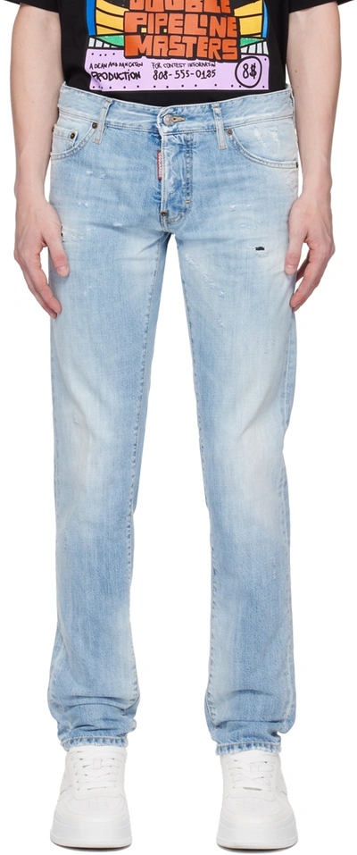 Shop Dsquared2 Blue Slim Jeans In 470 Navy Blue