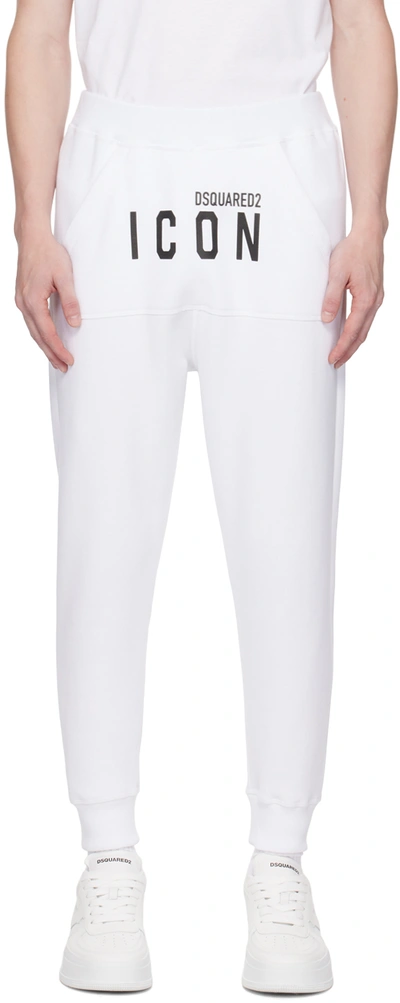 Shop Dsquared2 White Dean 'icon' Sweatpants In 966 White