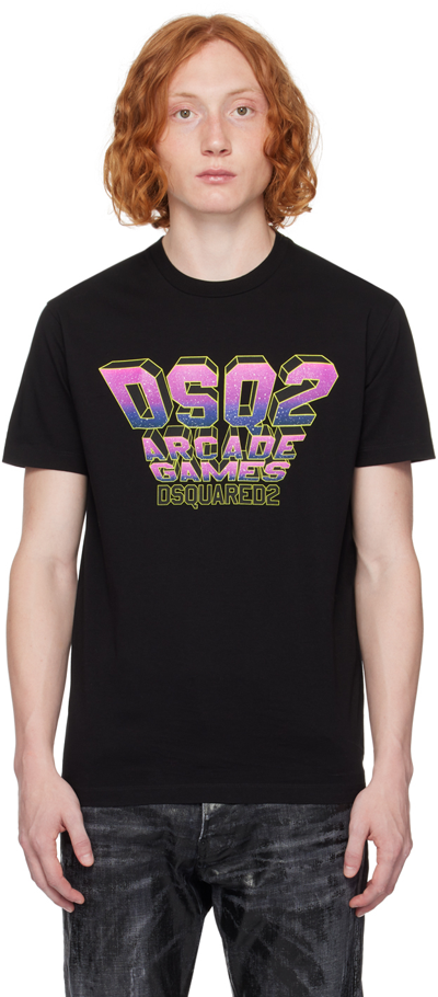 Shop Dsquared2 Black 'arcade Games' T-shirt In 900 Black