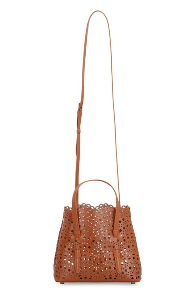 Shop Alaïa Mina Leather Tote In Saddle Brown