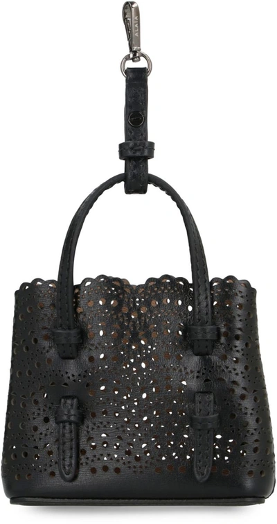 Shop Alaïa Mina Leather Mini Tote Bag In Black