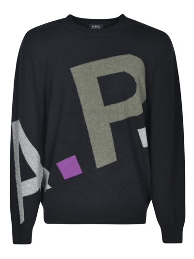 Shop Apc A.p.c. Logo Intarsia Sweater In Black