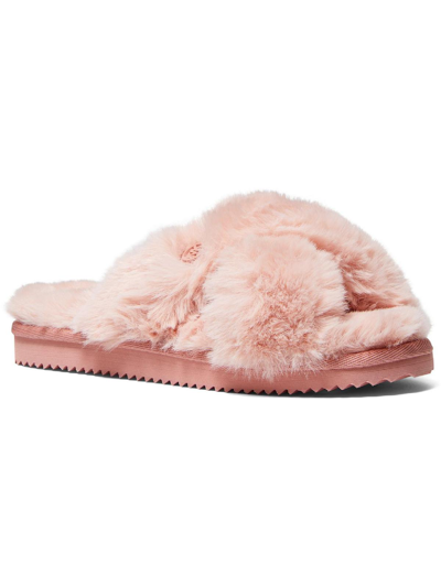 Michael Kors Lala Furry Womens Open Toe Slip On Slide Sandals Pink | ModeSens