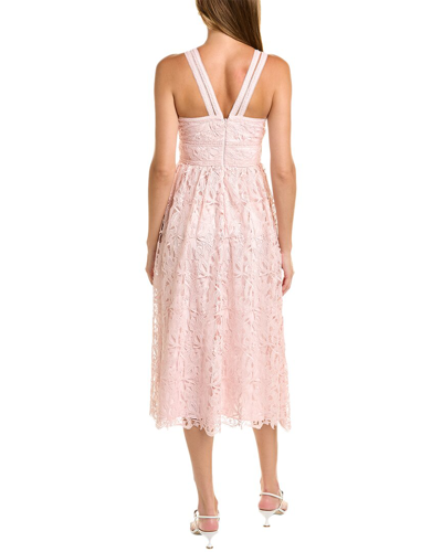 Shop ml Monique Lhuillier Lace Midi Dress In Pink