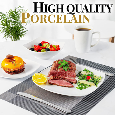 Shop Zulay Kitchen Porcelain White Dinnerware Set, Premium Quality Service For 4