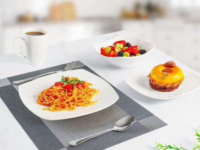 Zulay Kitchen Porcelain White Dinnerware Set, Premium Quality Service For 4 In White