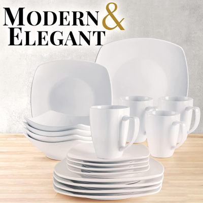 Zulay Kitchen Porcelain White Dinnerware Set, Premium Quality Service For 4 In White