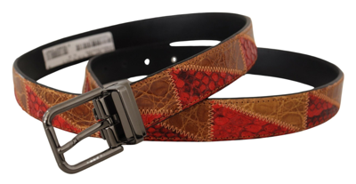 Shop Dolce & Gabbana Multi Exotic Vintage Chrome Buckle Men's Belt