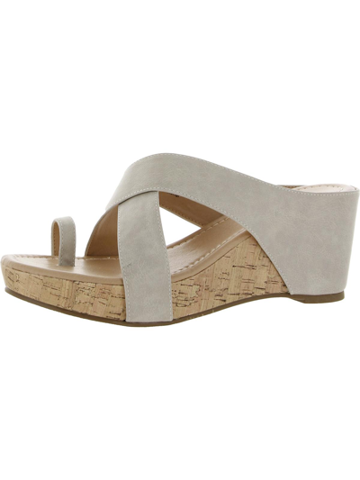Shop Journee Collection Womens Slip On Slides Wedge Sandals In Beige