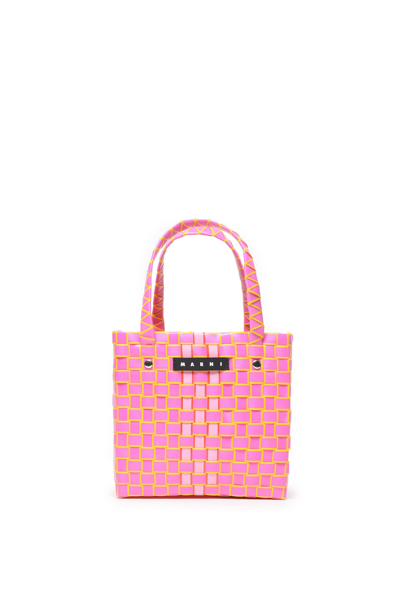 Shop Marni Braided Box Basket Bag In Pink