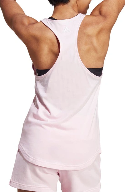 Shop Adidas Originals Logo Print Loose Tank Top In Clear Pink/ White
