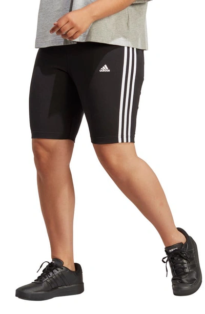 Shop Adidas Originals 3-strikes Bike Shorts In Black/ White