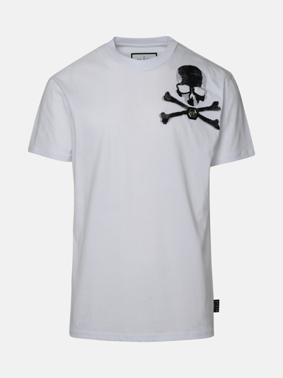 Shop Philipp Plein Skull&bones White Cotton T-shirt