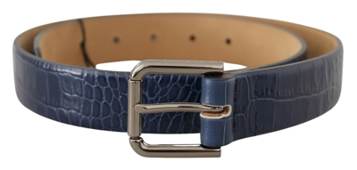 Shop Dolce & Gabbana Elegant Genuine Crocodile Leather Men's Belt In Blue