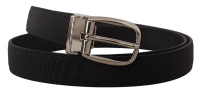 Shop Dolce & Gabbana Elegant Grosgrain Leather Belt With Silver Men's Buckle In Black