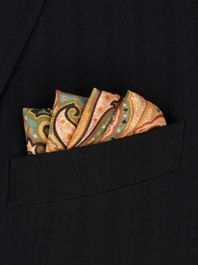 Shop Etro Pocket Square With Print In Green