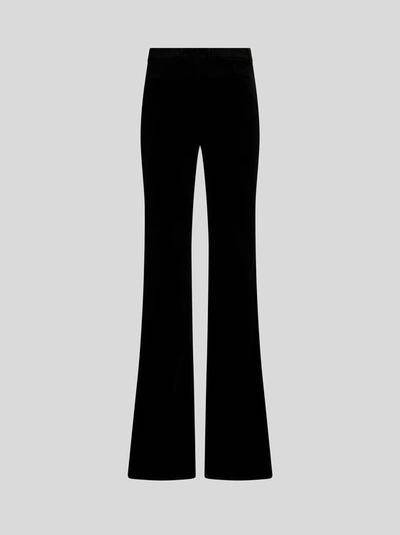 Shop Etro Flared Velvet Trousers In Black