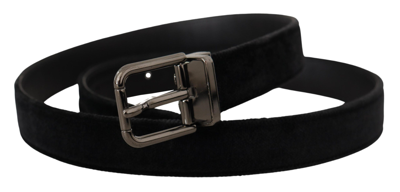 Dolce & Gabbana Elegant Black Leather Belt With Silver Tone Men's Buckle In Black