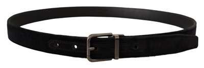 Dolce & Gabbana Elegant Black Leather Belt With Silver Tone Men's Buckle In Black