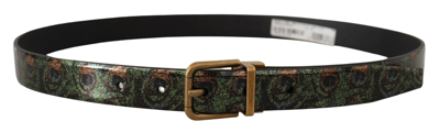 Dolce & Gabbana Multicolor Leather Vernice Pavone Bronze Metal Belt In Multicolor