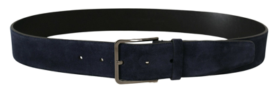 Shop Dolce & Gabbana Navy Elegance Velvet Leather Men's Belt In Navy Blue