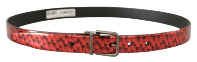 Shop Dolce & Gabbana Elegant Red Leather Belt With Silver Men's Buckle