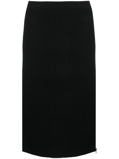Shop Tom Ford Ribbed Silk Blend Pencil Skirt In Black