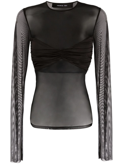 Shop Federica Tosi Semi Sheer Layered Top In Black