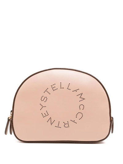 Shop Stella Mccartney Make-up Bag With Perforated Logo In Nude & Neutrals