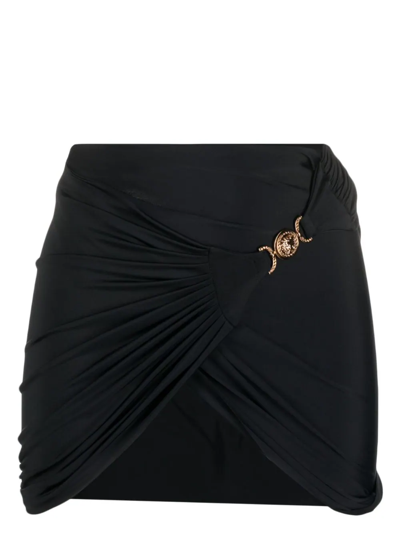 Shop Versace Medusa Wrap Skirt In Black