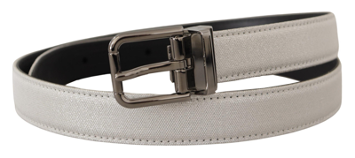 Shop Dolce & Gabbana Chic White Leather Belt With Chrome Men's Buckle