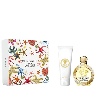 Shop Versace Ladies Eros Pour Femme Gift Set Fragrances 8011003879199 In Orange / White